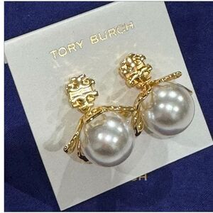 Tory Burch Gold and  Pearl Drop Earrings